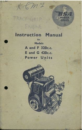 BSA Engine Power Unit Models A & F 320cc, E & G 420cc  Operators Manual