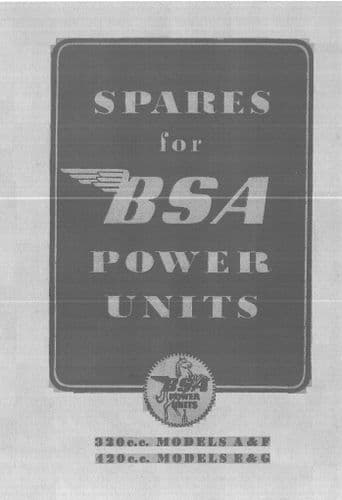 BSA Power Unit 320cc A & F 420cc E & G Parts Manual