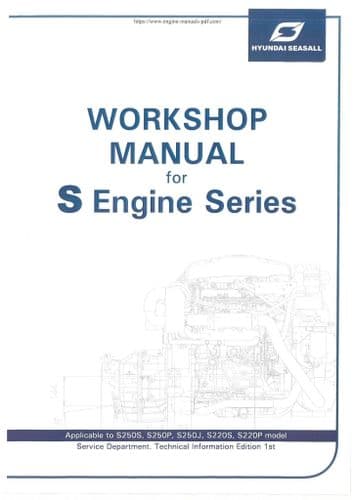 Bukh Hyundai Seasall Marine Engine S250S S250P S250J S220S S220P Workshop Manual