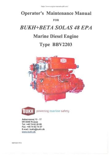 Bukh Marine Diesel Engine Beta Solas 48 EPA BBV2203 Operators Manual