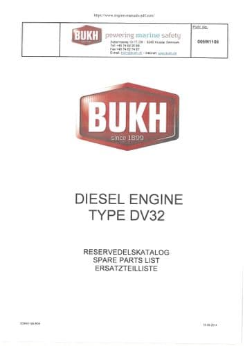 Bukh Marine Diesel Engine DV32 Parts Manual