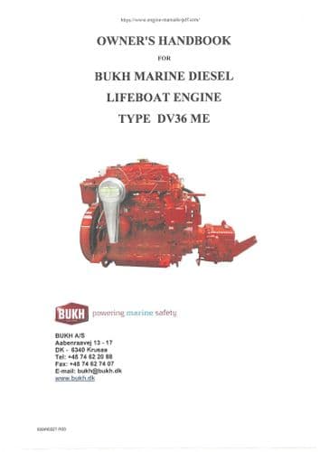 Bukh Marine Diesel Lifeboat Engine DV36ME Operators Manual
