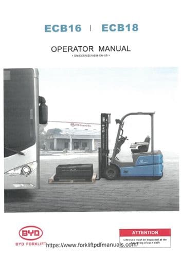 BYD Forklift Truck ECB16 ECB18 Operators Manual