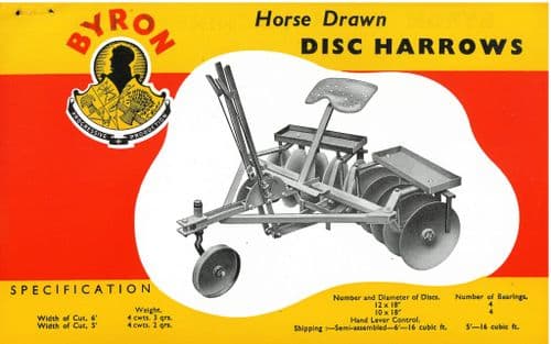 Byron Horse Drawn Disc Harrow Brochure