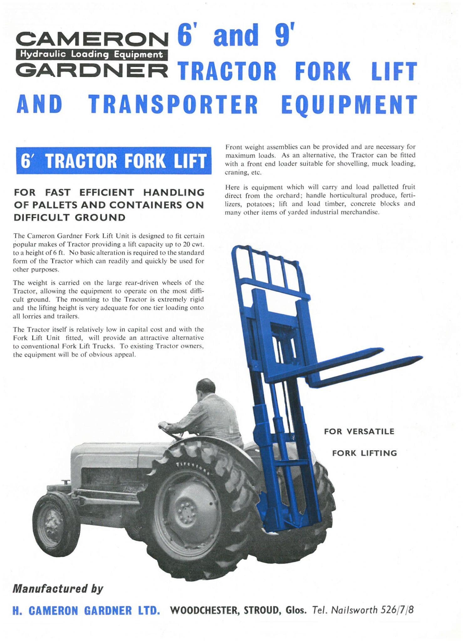Cameron Gardner Fork Lift & Transporter Equipment 6 & 9 Brochure