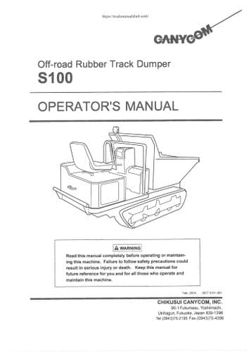 Canycom Off Road Rubber Track Dumper S100 Operators Manual