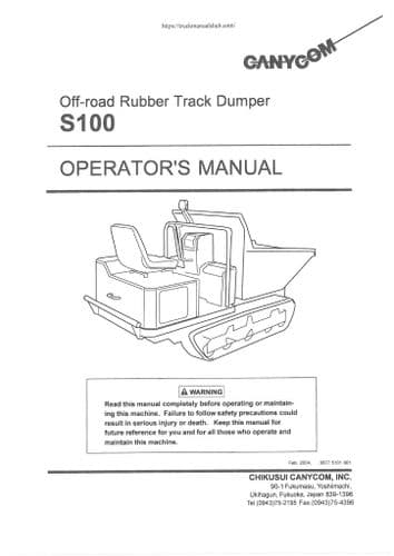 Canycom Off Road Rubber Track Dumper S100 Operators Manual