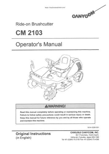 Canycom Ride on Brush Cutter CM2103 Operators Manual