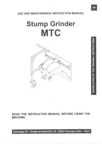 Caravaggi Stump Grinder MTC Operators Manual