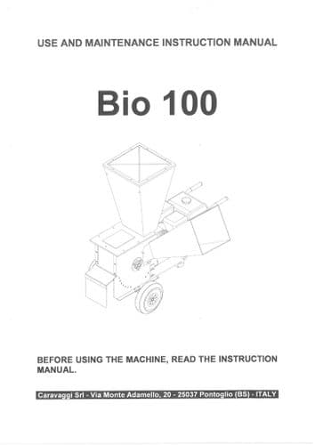 Caravaggi Wood Chipper Bio 100 Operators Manual