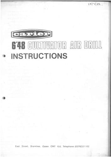 Carier Culitivator Air Drill 6.48 Operators Manual