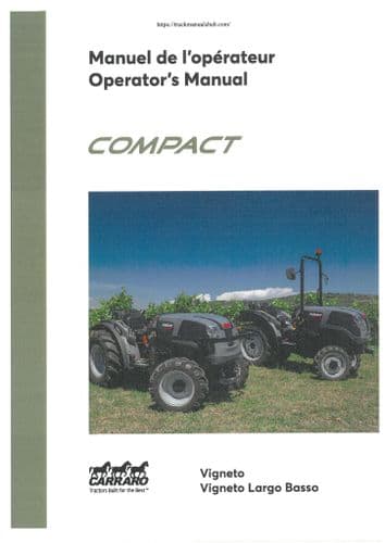 Carraro Compact Tractor Vigneto, largo, Basso Operators Manual