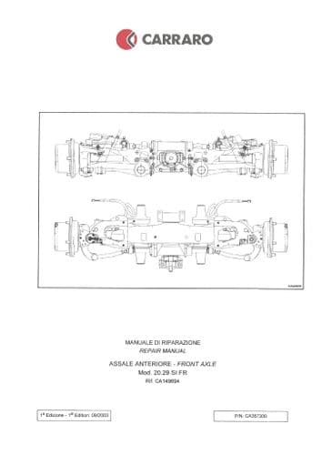 Carraro Front Axle Model 20.29 SI FR Workshop Service Manual