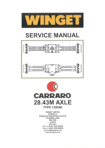 Carraro RearAxle Model 28.43M Workshop Service Manual