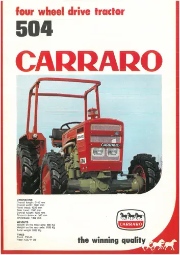 Carraro Tractor 502 & 504 Brochure