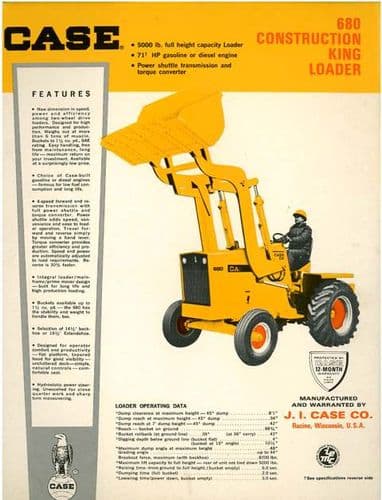 Case 680 Construction King Loader Brochure
