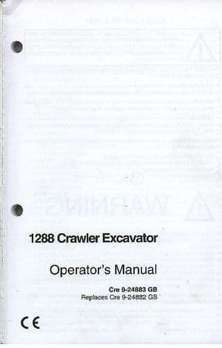 Case Crawler Excavator 1288 Operators Manual