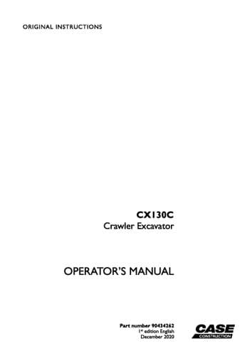 Case Crawler Excavator CX130C Operators Manual