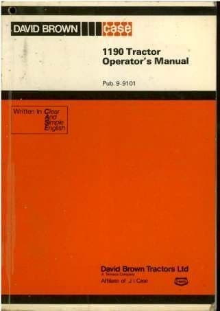 Case David Brown Tractor 1190 Operators Manual