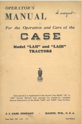 Case Engine LAH & LAIH Operators Manual Supplement