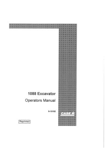 Case Excavator 1088 Operators Manual