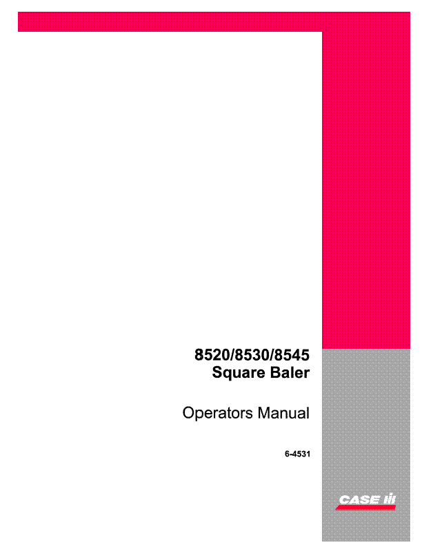 Case IH Baler 8520 8530 8545 Operators Manual