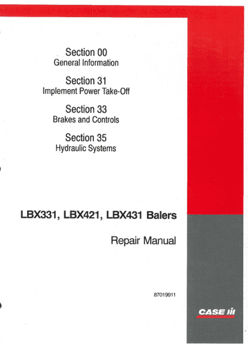 Case IH Baler LBX331 LBX421 LBX431 Workshop Service Repair Manual