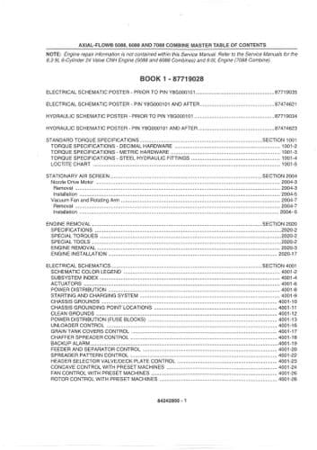 Case IH Combine 5088 6088 7088 Axial Flow Workshop Service Repair Manual