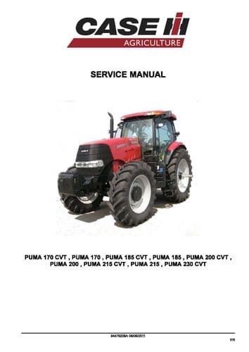 Case IH CVT Puma 170 185 200 215 230 Tractor Workshop Service Manual