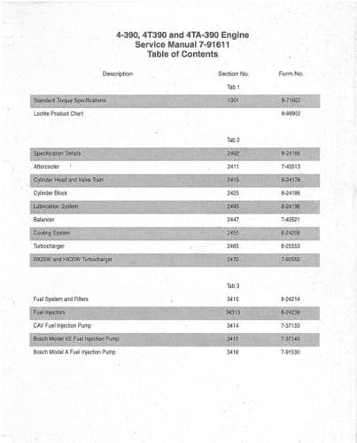 Case IH Engine 4.390, 4T390 and 4TA.390 Workshop Service Manual