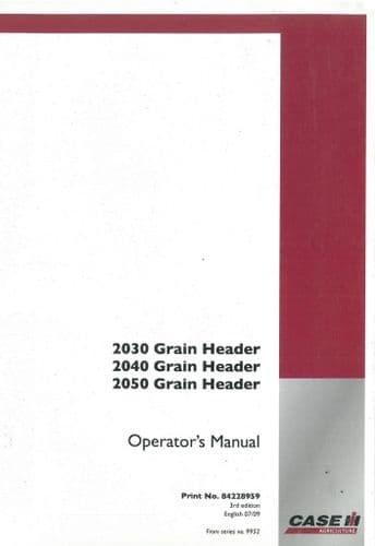Case IH Header 2030 2040 & 2050 Operators Manual