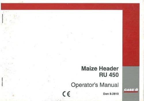 Case IH Maize Header RU450 Operators Manual - RU 450