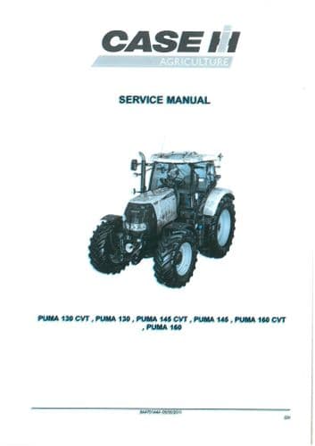 Case IH Puma Tractor  130CVT, 130, 145CVT, 145, 160CVT & 160 Workshop Service Manual