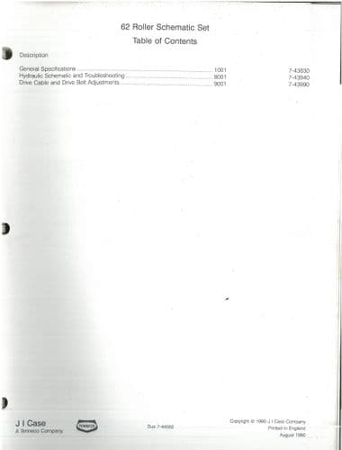 Case IH Tractor 62 Roller  Schematic Set Manual