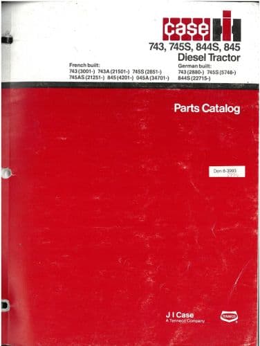 Case IH Tractor 743 745S 844S 845 Parts Manual