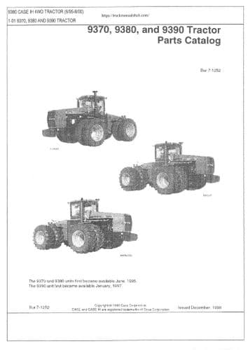 Case IH Tractor 9370 3980 3930 Parts Manual