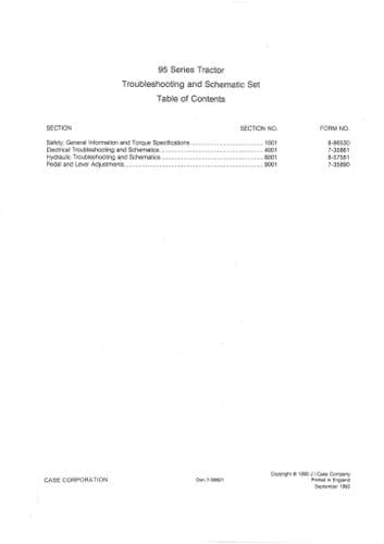 Case IH Tractor 95 Series 395 495 695 795 895 995 Troubleshooting and Schematic Set Manual
