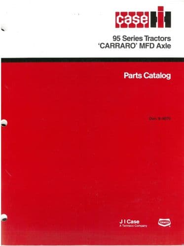 Case IH Tractor 95 Series Carraro MFD Mechanical Front Drive Four Wheel Drive 4WD Axle Parts Manual