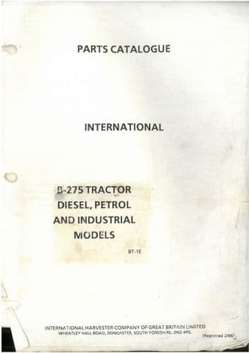 Case IH Tractor B-275 Parts Manual B275