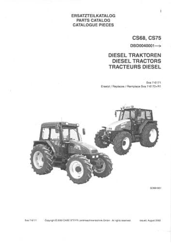 Case IH Tractor CS68 CS75 & Steyr M968 M975 Parts Manual