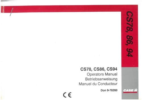 Case IH Tractor CS78 CS86 CS94 Operators Manual