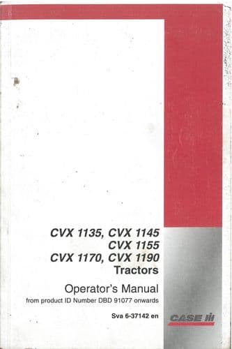 Case IH Tractor CVX1135 CVX 1145 CVX1155 CVX1170 CVX1190 Operators Manual