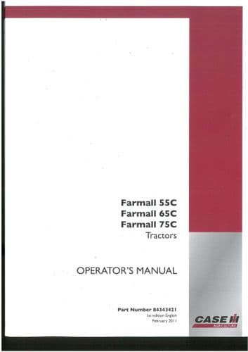 Case IH Tractor Farmall 55C 65C 75C Operators Manual