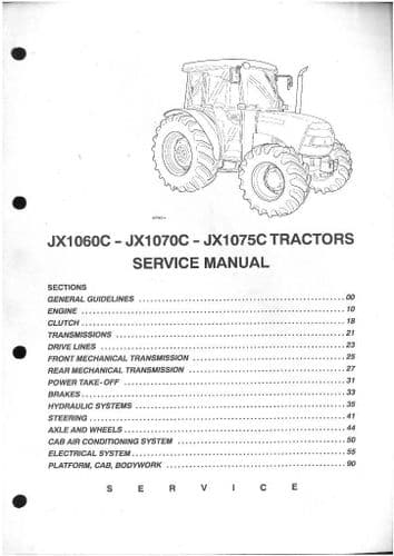 Case IH Tractor JX1060C JX1070C JX1075C Workshop Service Manual