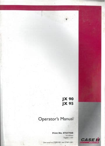 Case IH Tractor JX90 JX95 Operators Manual - ORIGINAL MANUAL