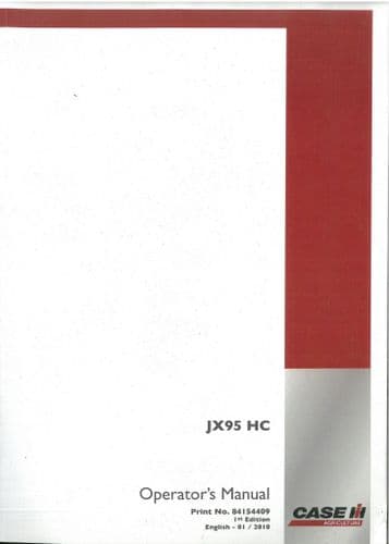 Case IH Tractor JX95 HC Operators Manual