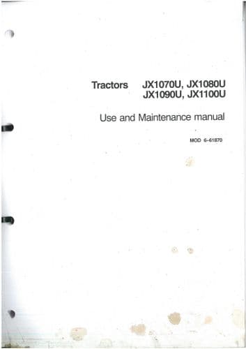 Case IH Tractor JXU JX1070U JX1080U JX1090U JX1100U Operators Manual