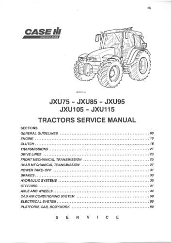 Case IH Tractor JXU JXU75 JXU85 JXU95 JXU105 JXU115 Workshop Service Repair Manual 75 85 95 115