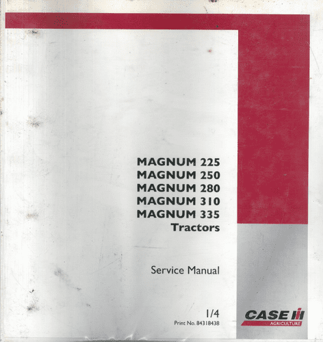 Case IH Tractor Magnum 225 250 280 310 335 Service Workshop Manual