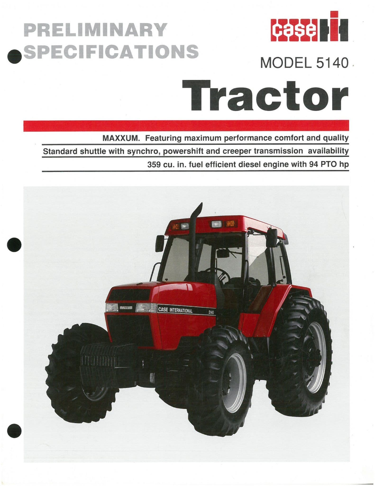 Case IH Tractor Model 5140 Brochure Preliminary